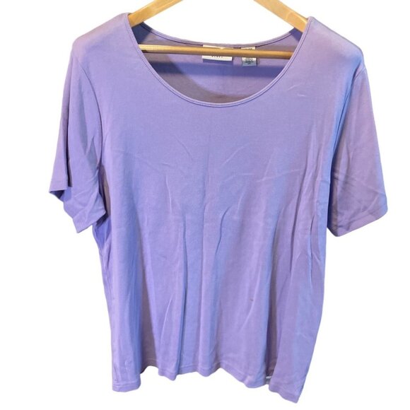 Classic Blues Purple Round Neck Short Sleeved Top Sz 2X - Picture 1 of 9